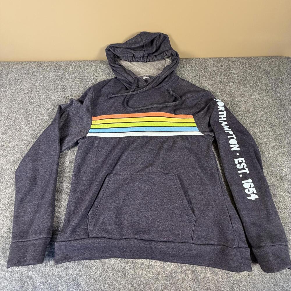 Northampton Est 1654 Mens Hoodie Charcoal Gray Rainbow Stripe Graphic Large #915